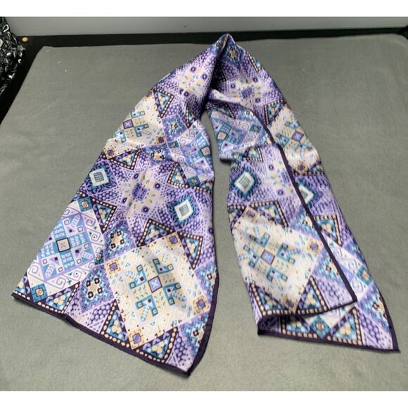 Vintage Vintax Acetate Geometric Print Scarf 13" X 42" - Picture 1 of 6